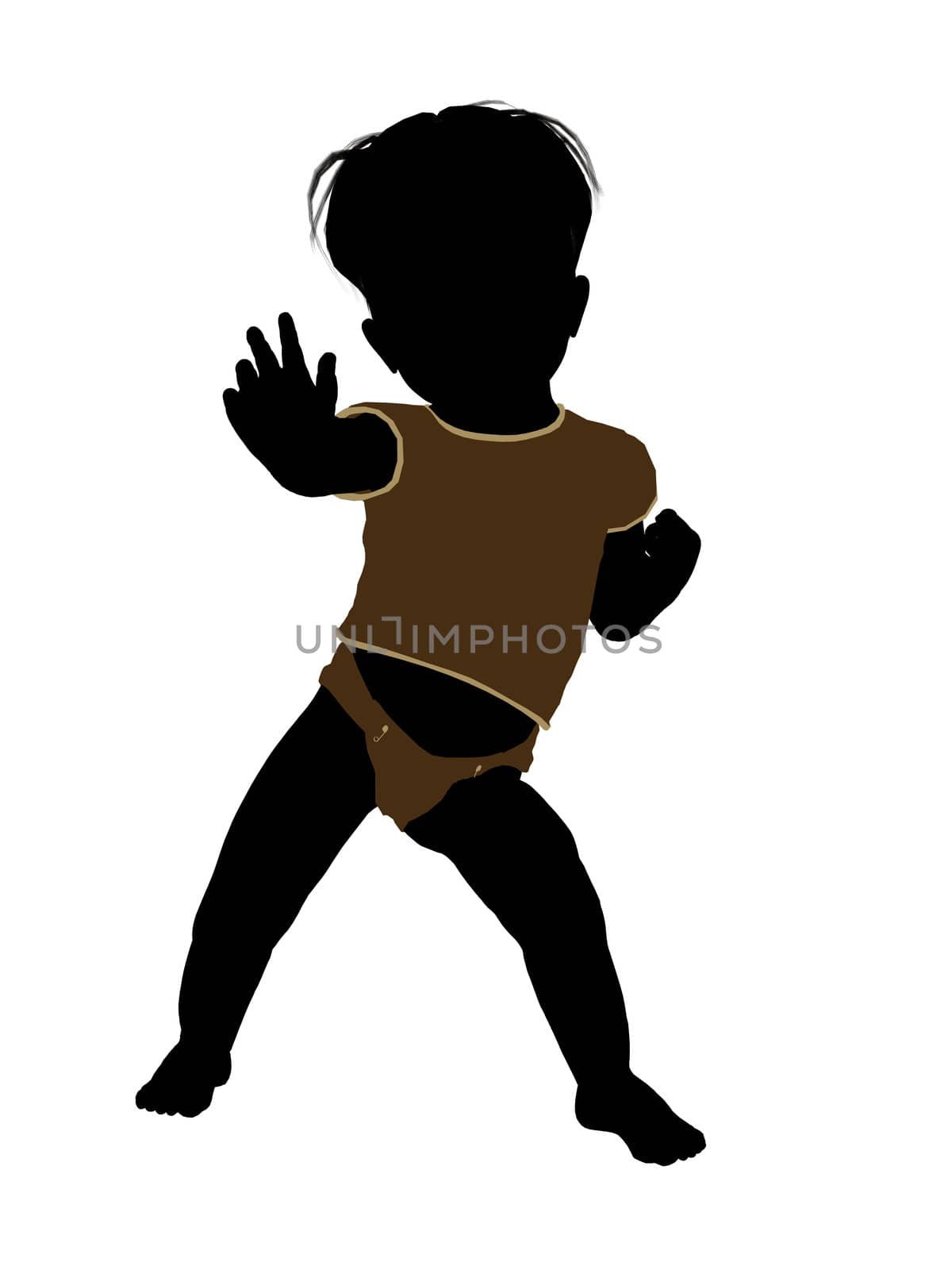 Male infant toddler silhouette on a white background