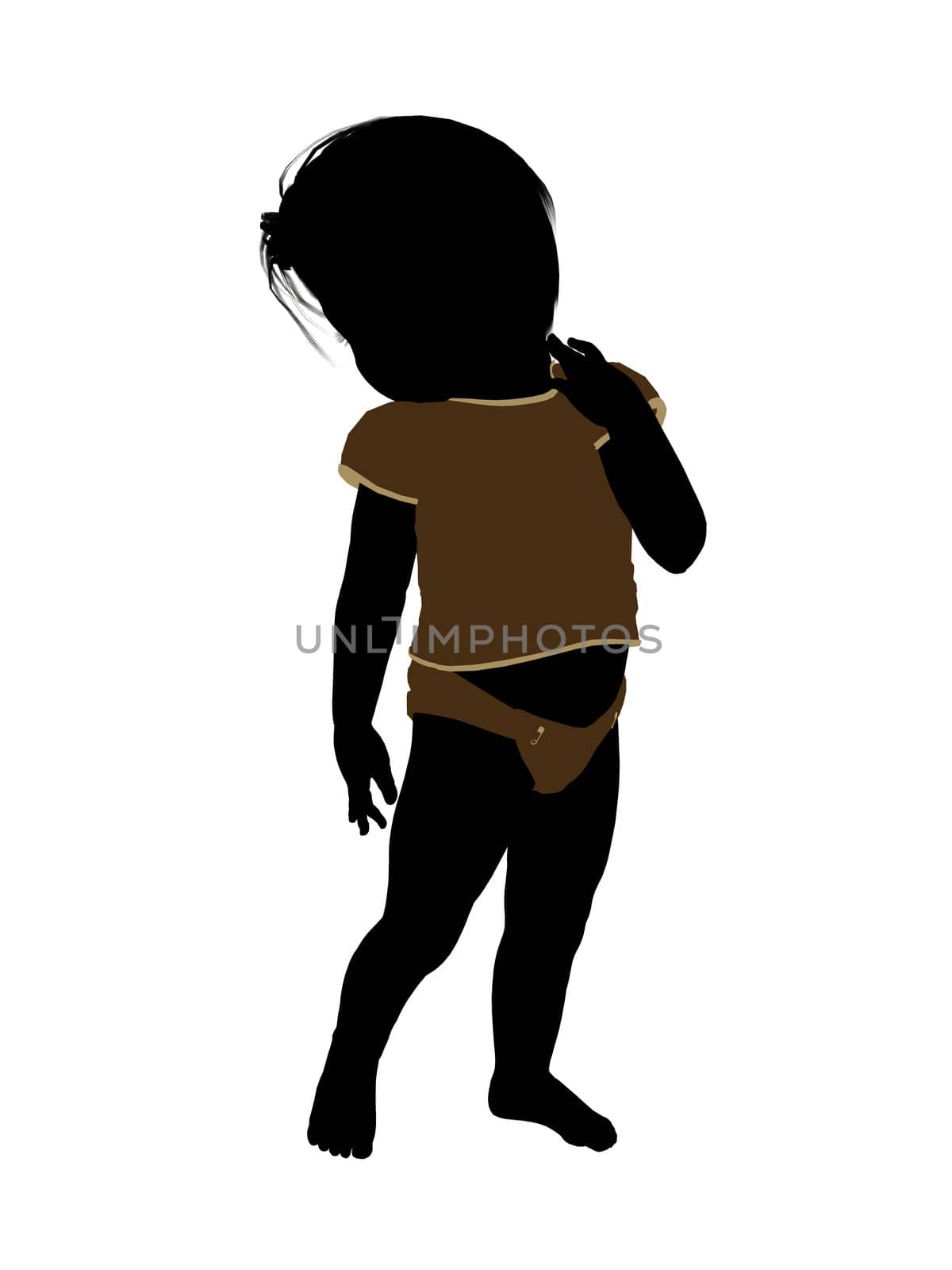 Male infant toddler silhouette on a white background