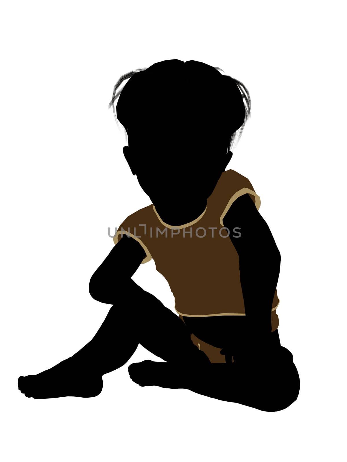 Male infant toddler silhouette on a white background