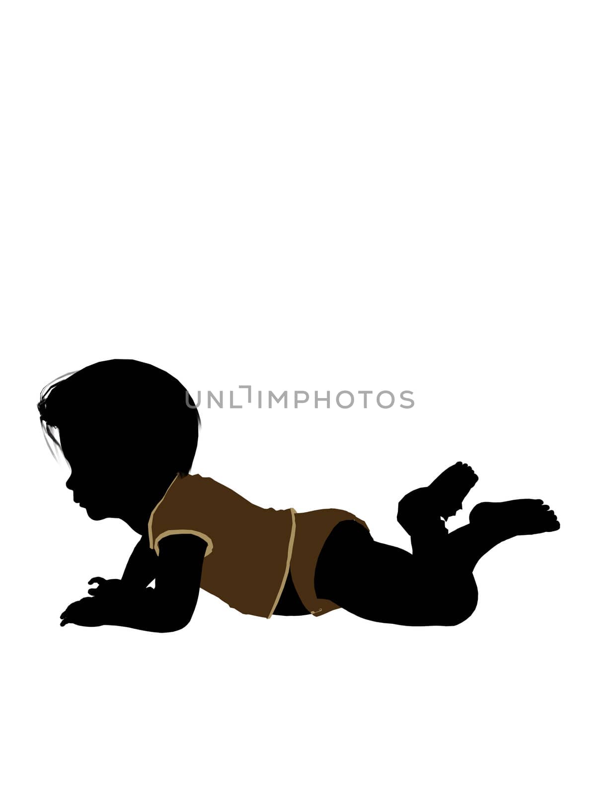 Male infant toddler silhouette on a white background