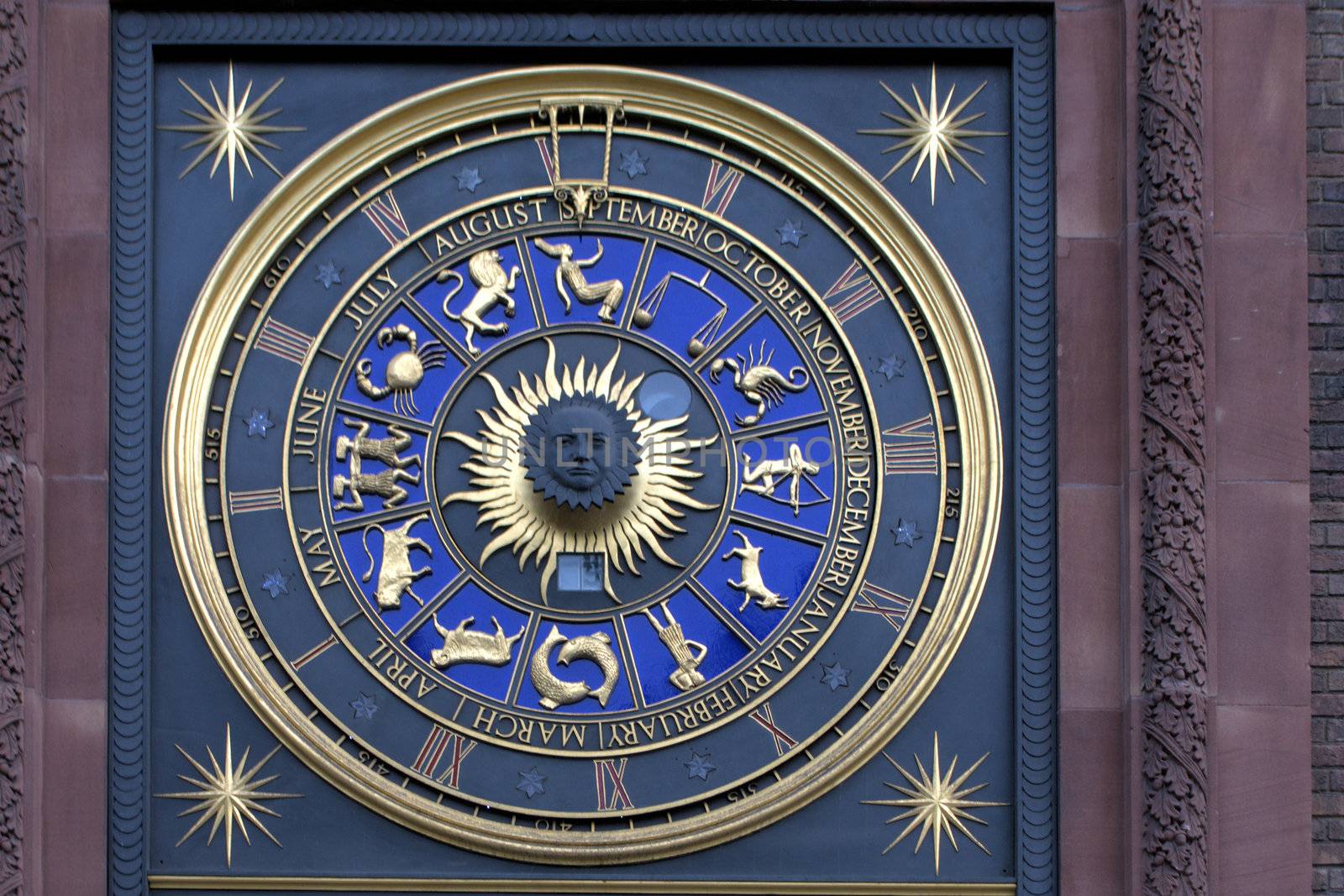 Astrological clock in city of london