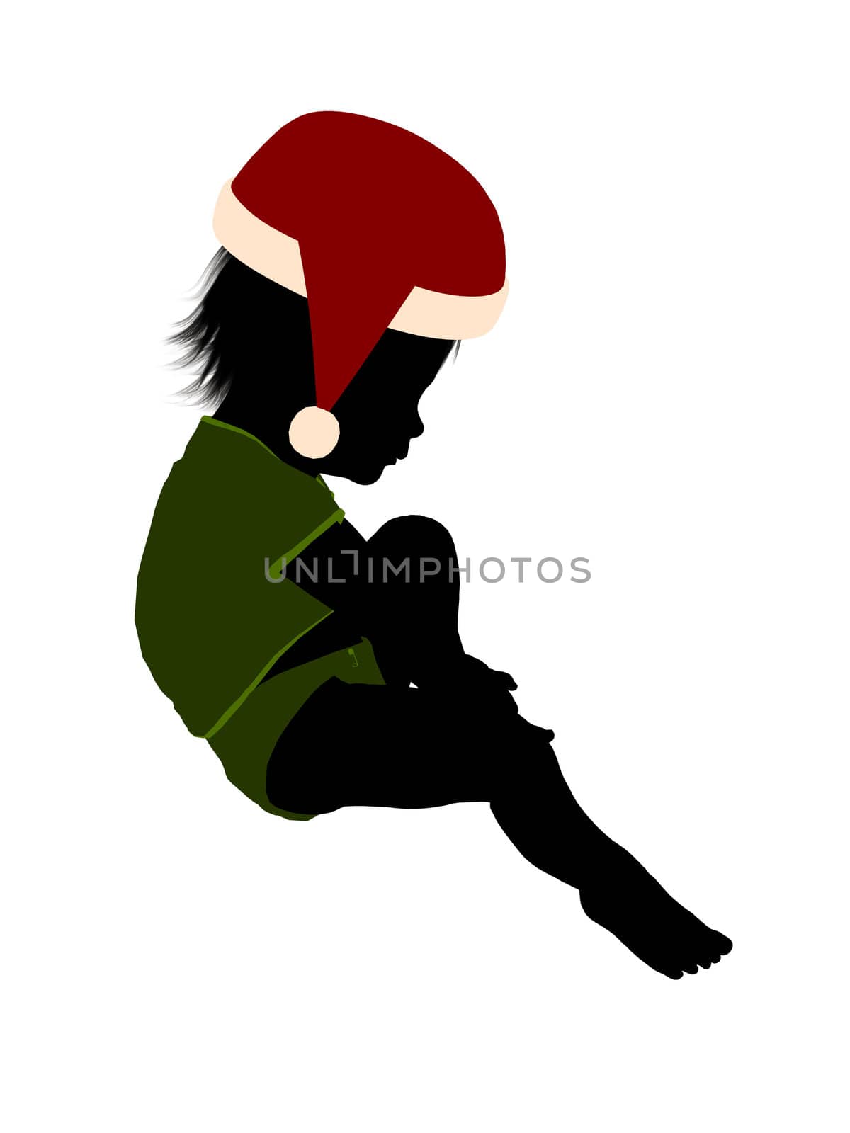 Male christmas infant toddler silhouette on a white background