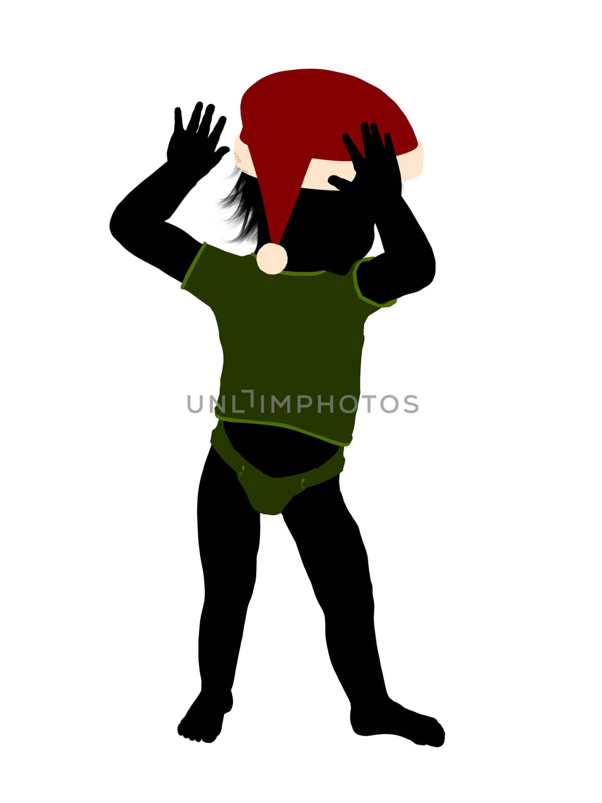 Male christmas infant toddler silhouette on a white background