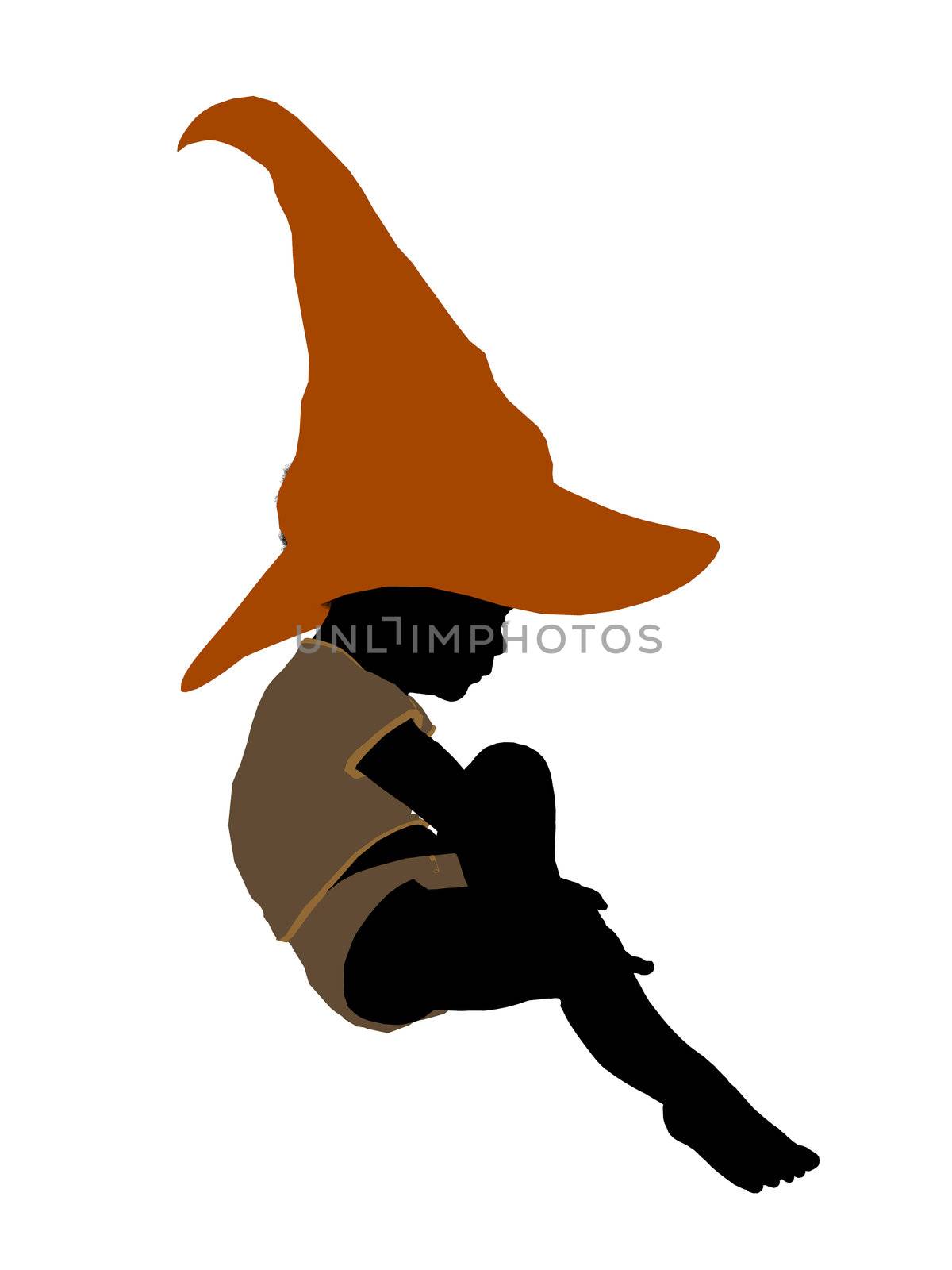 African american halloween infant toddler silhouette on a white background