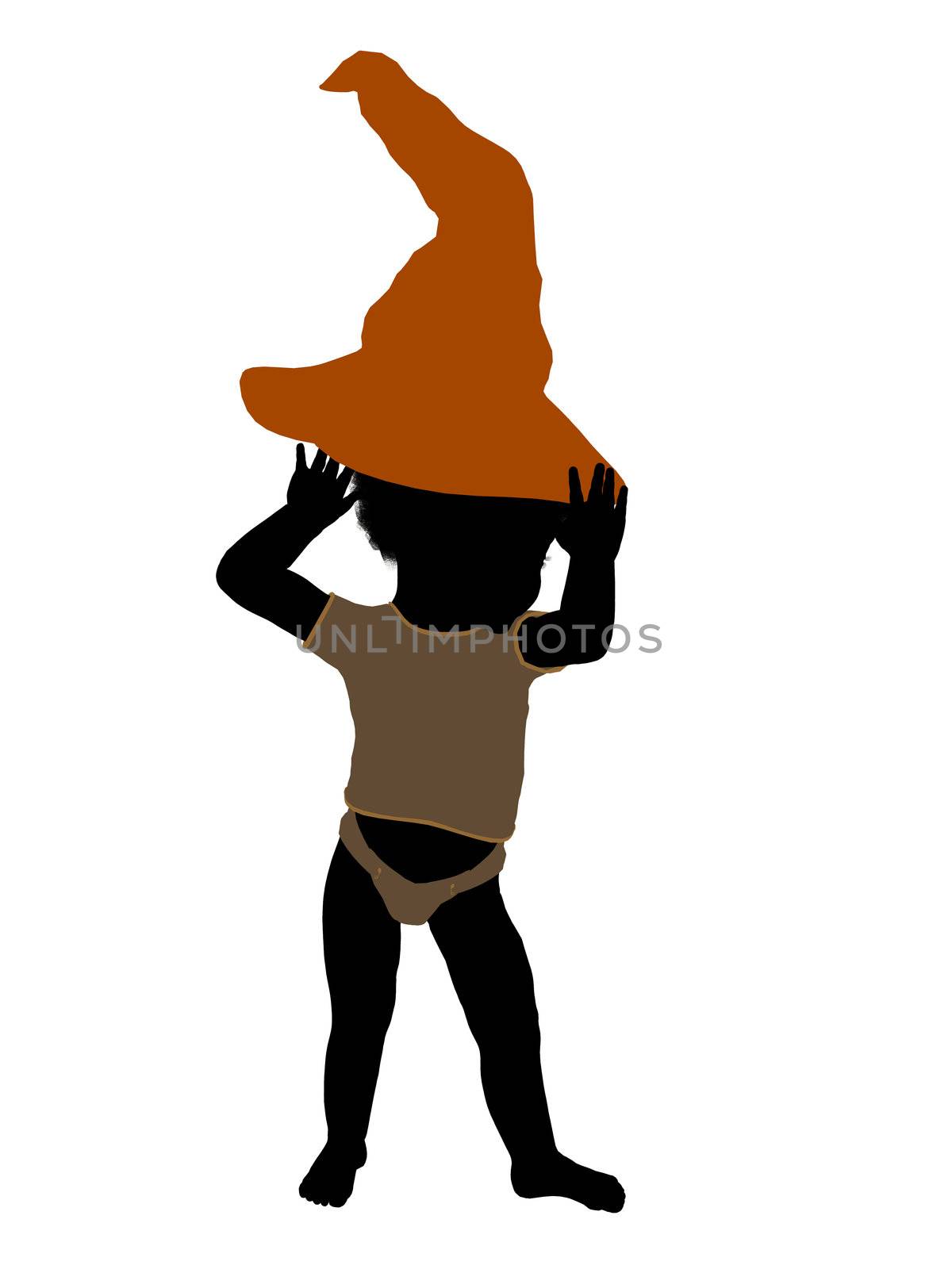 African american halloween infant toddler silhouette on a white background