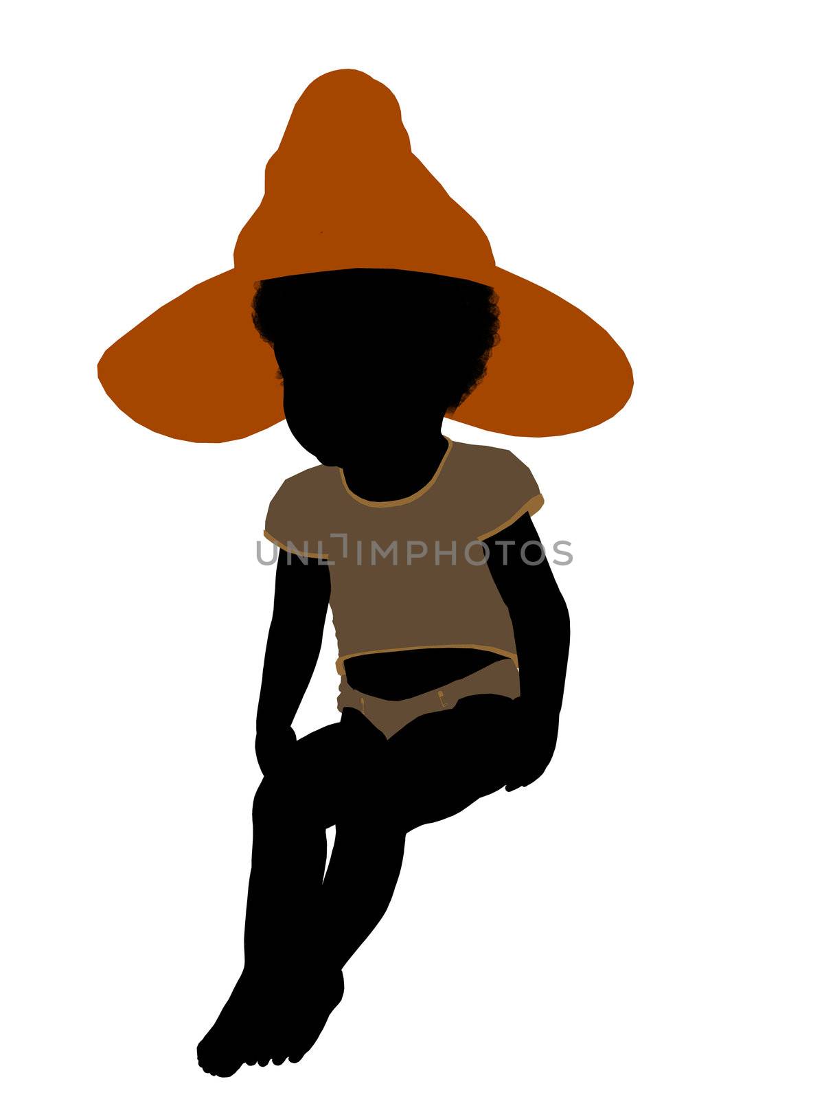 African american halloween infant toddler silhouette on a white background