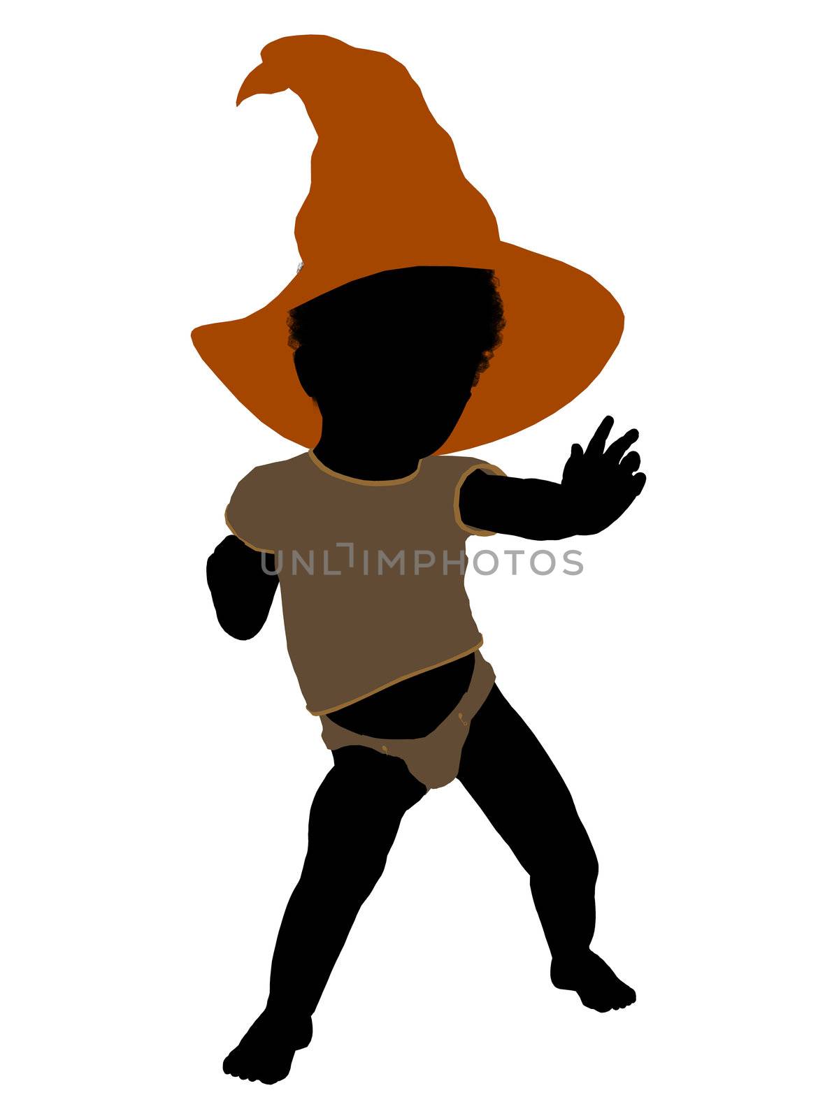 African american halloween infant toddler silhouette on a white background