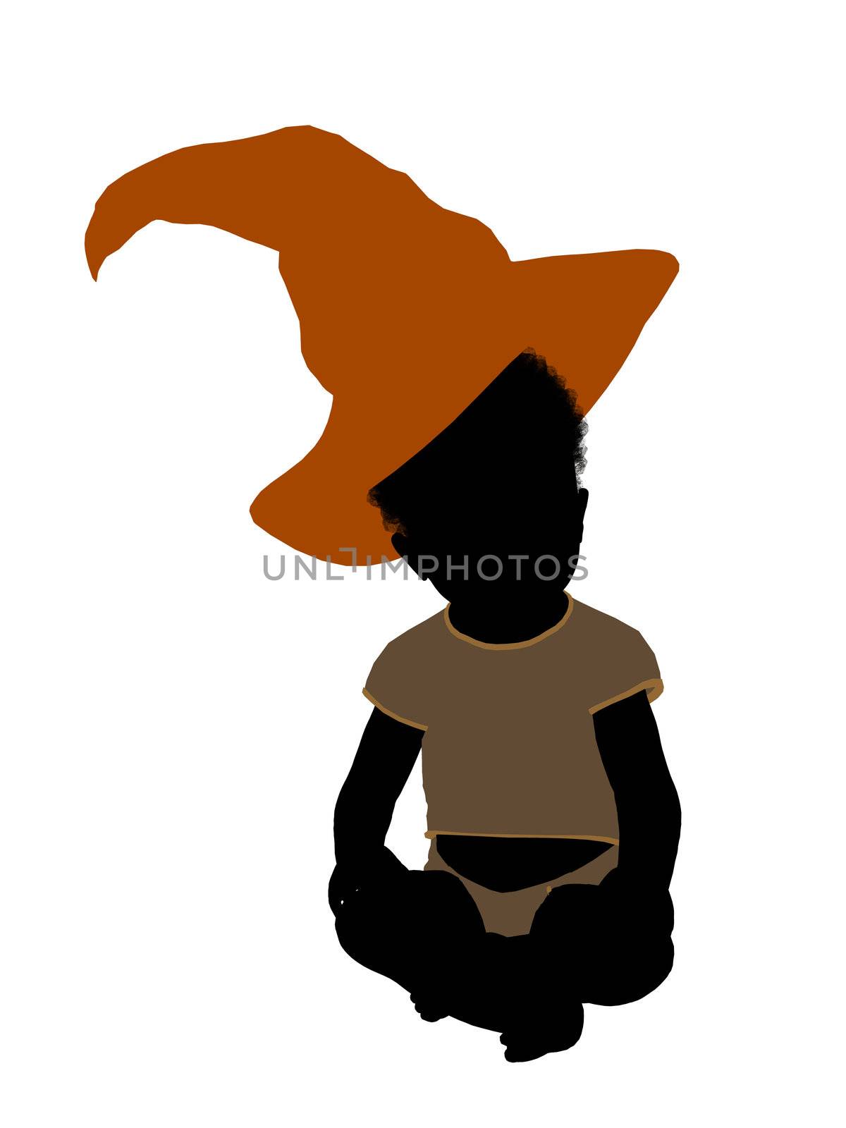 African american halloween infant toddler silhouette on a white background