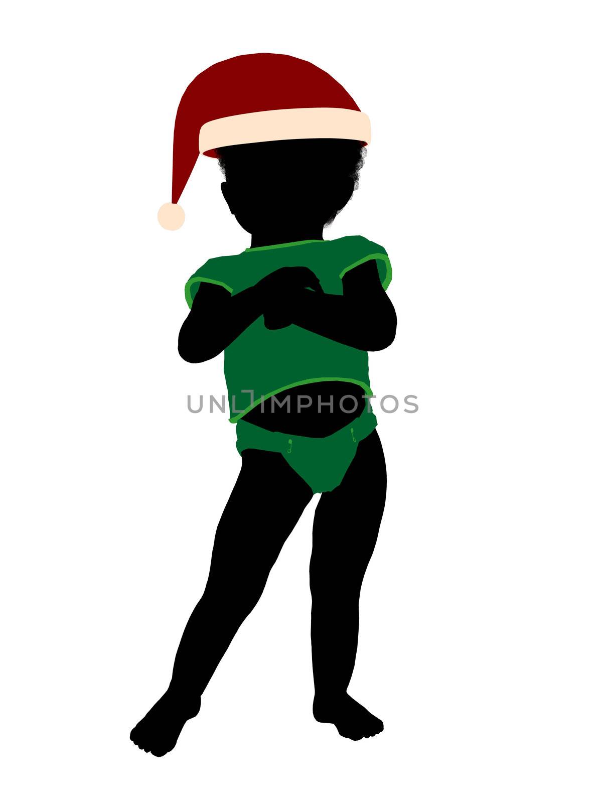 African american male infant toddler silhouette on a white background