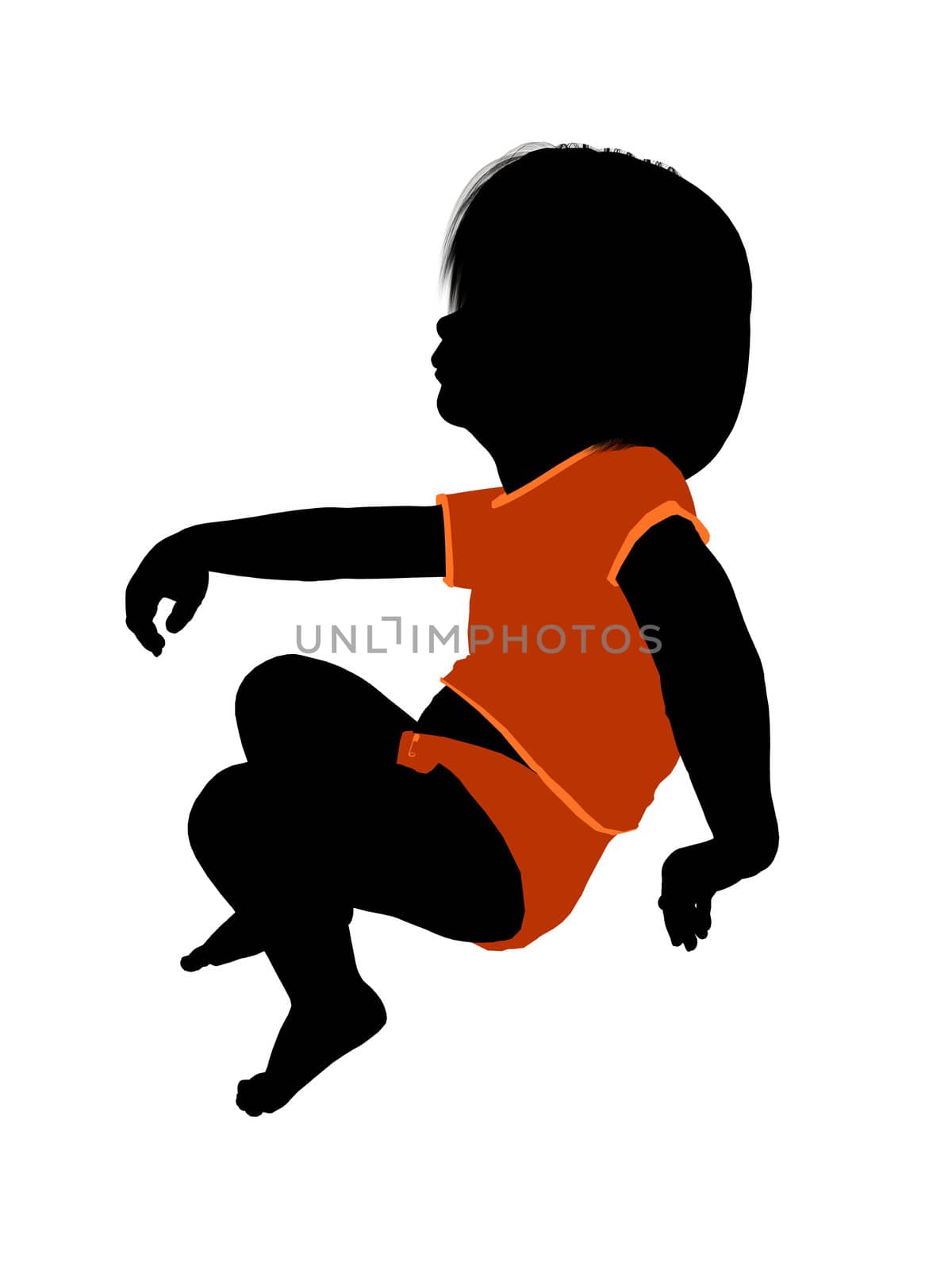 Female infant toddler silhouette on a white background