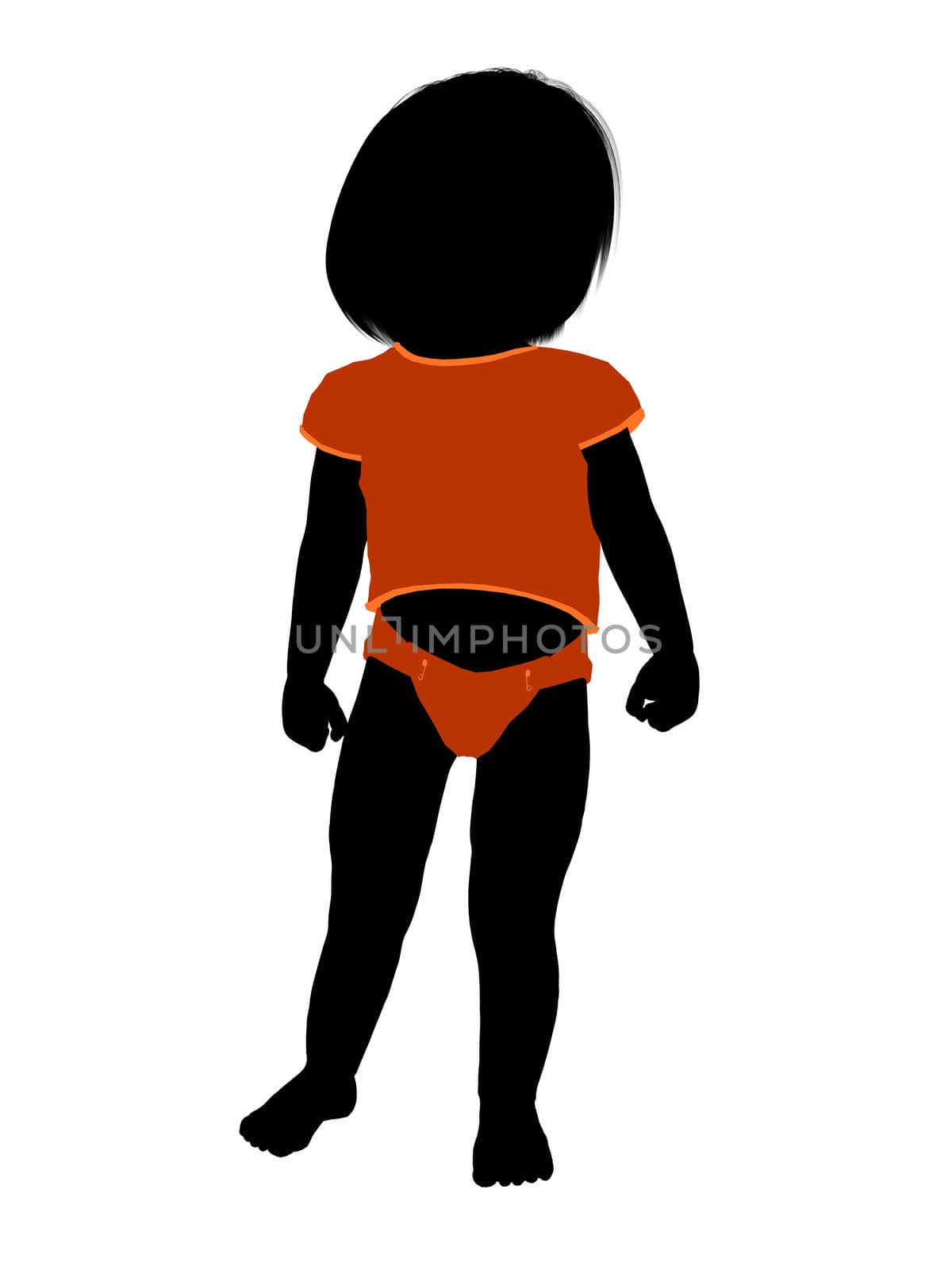 Female infant toddler silhouette on a white background