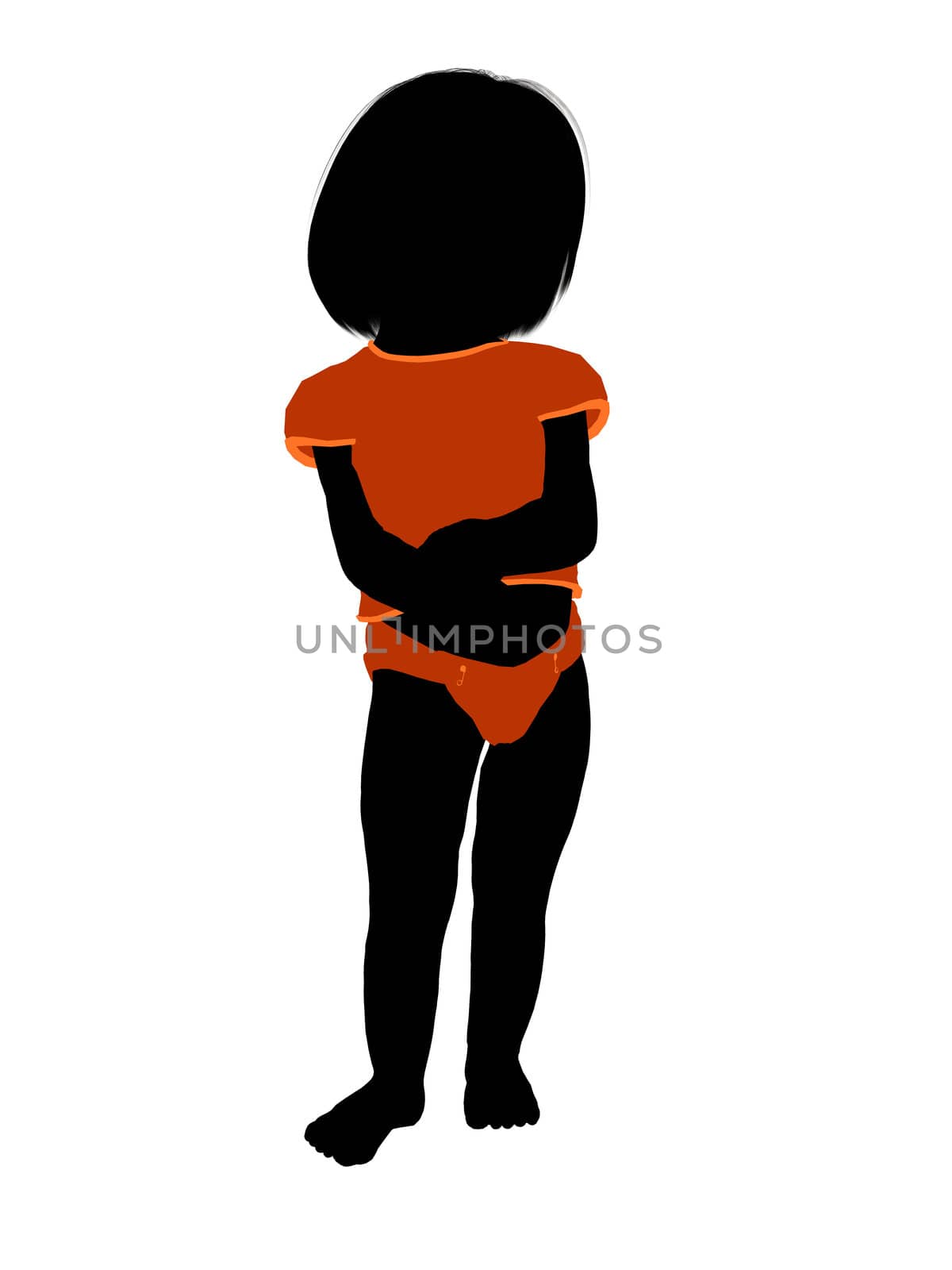 Female infant toddler silhouette on a white background