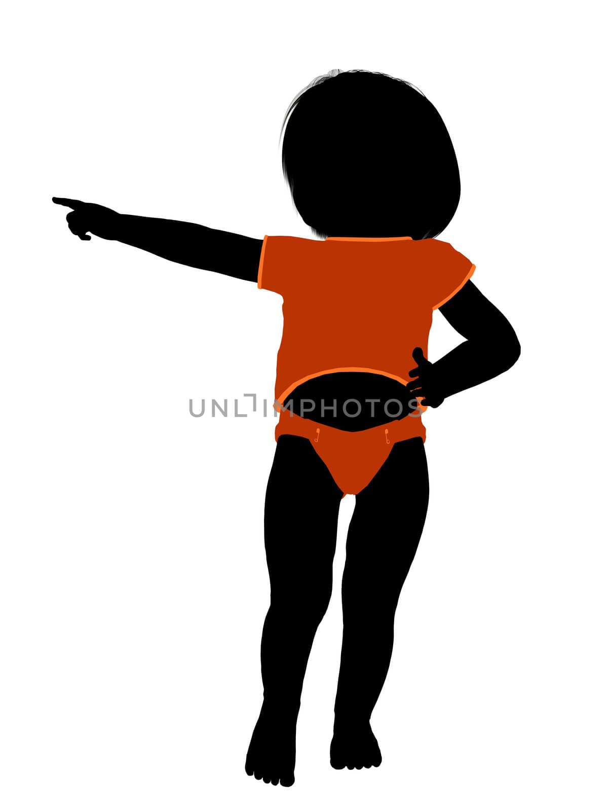 Female infant toddler silhouette on a white background