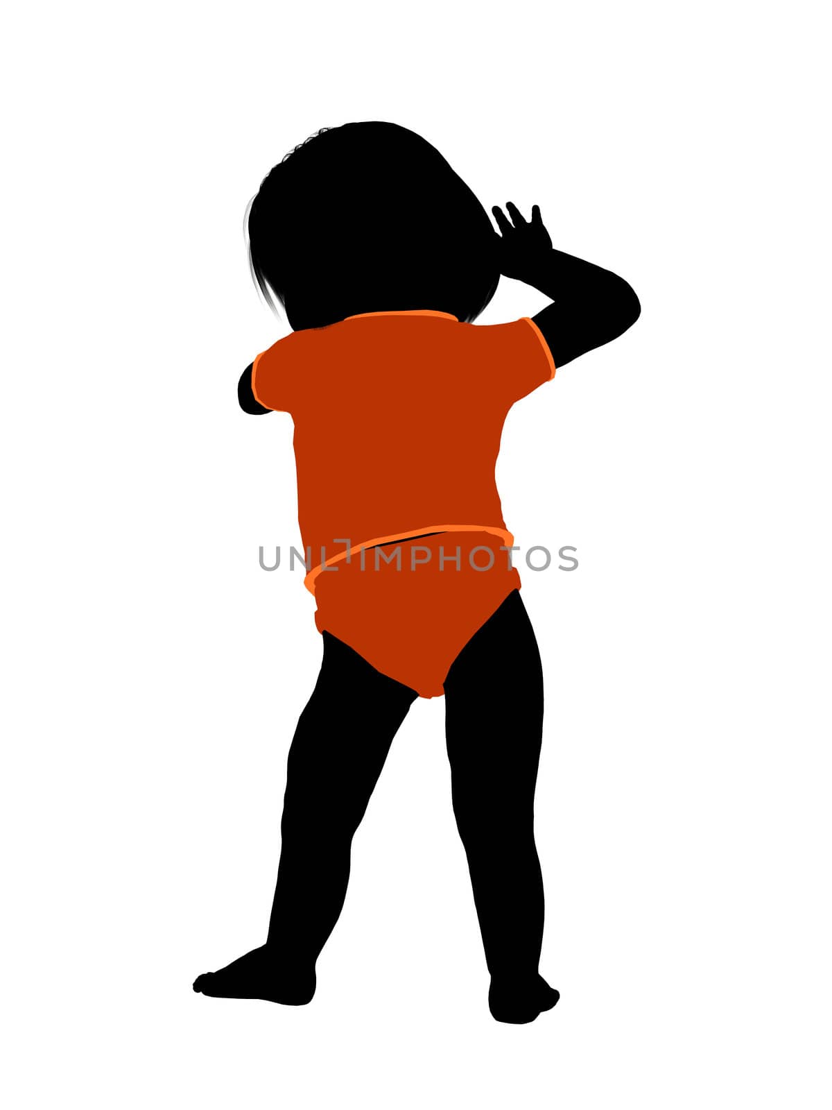 Female infant toddler silhouette on a white background