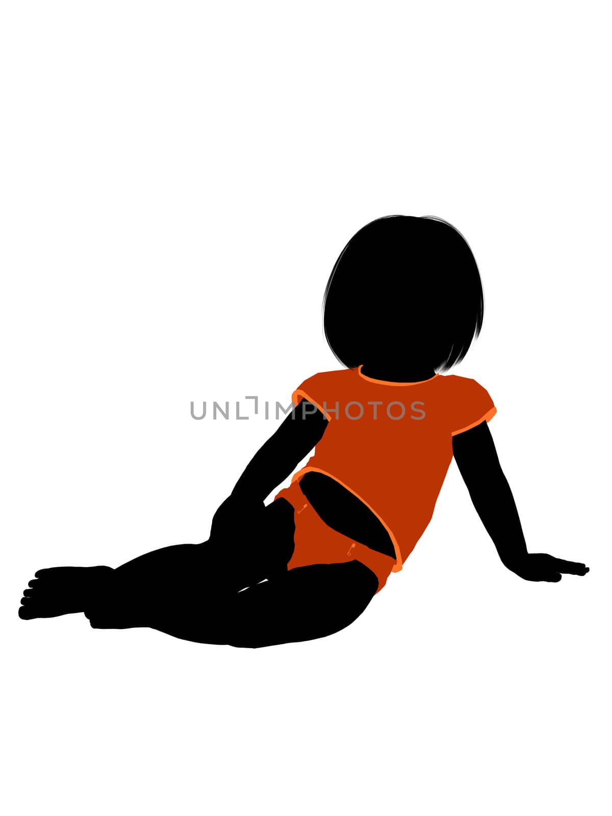 Female infant toddler silhouette on a white background