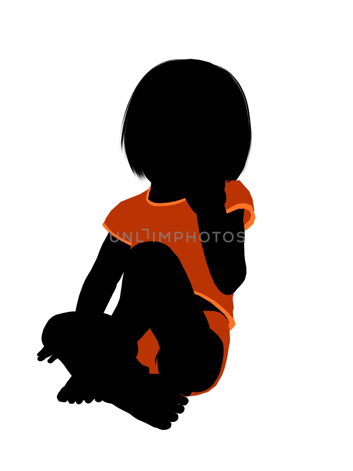 Female infant toddler silhouette on a white background