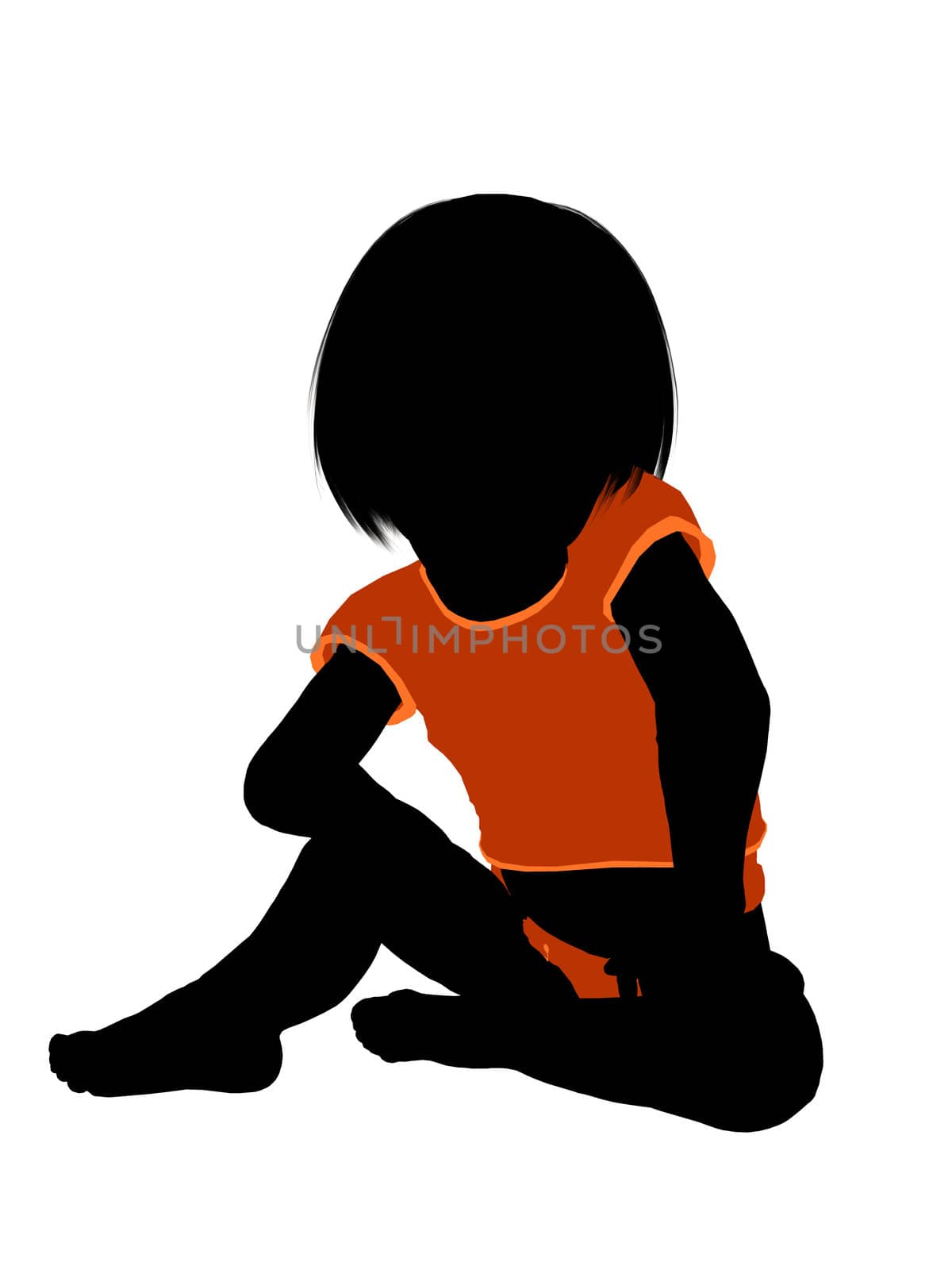 Female infant toddler silhouette on a white background