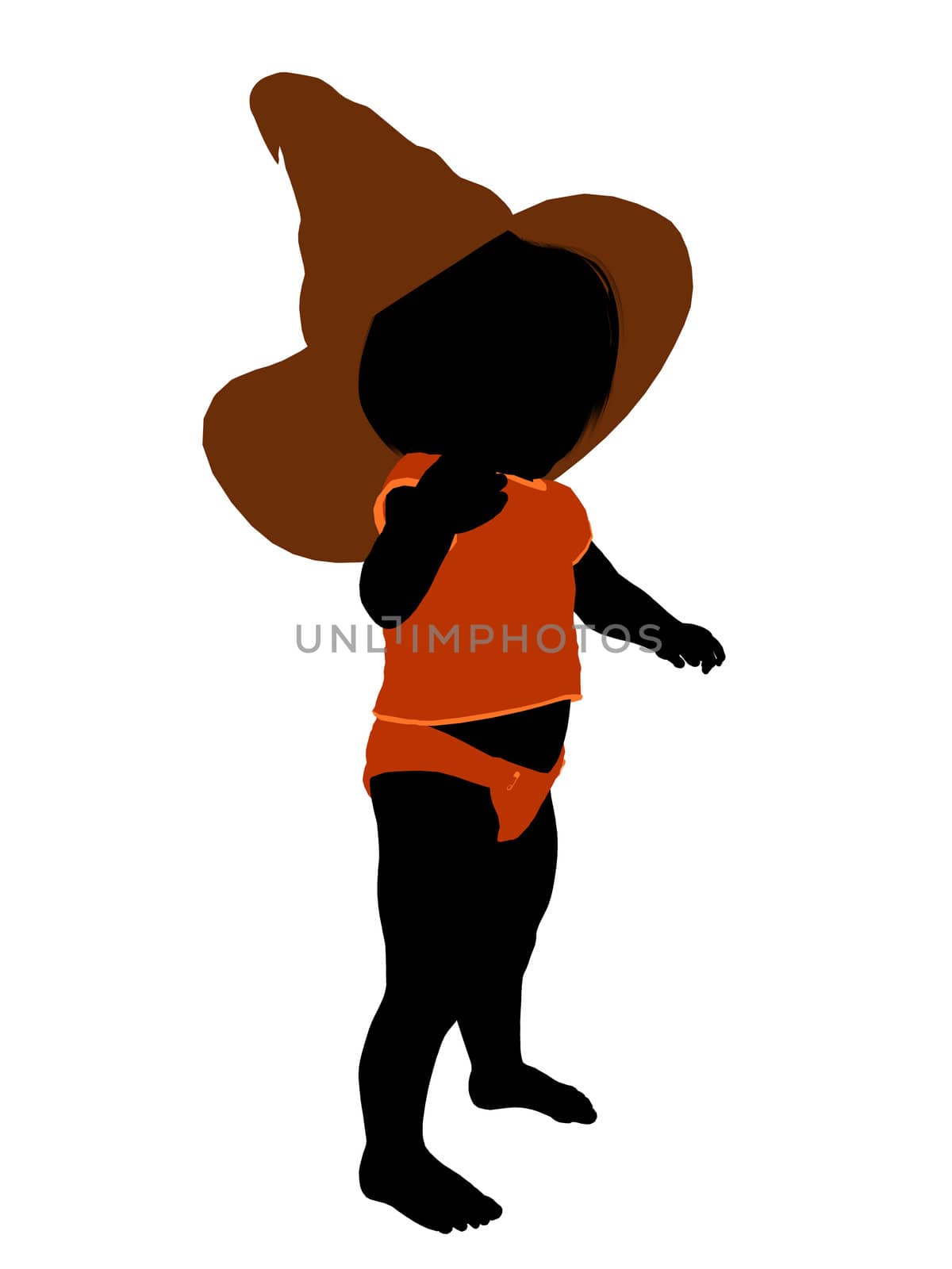 Female halloween infant toddler silhouette on a white background