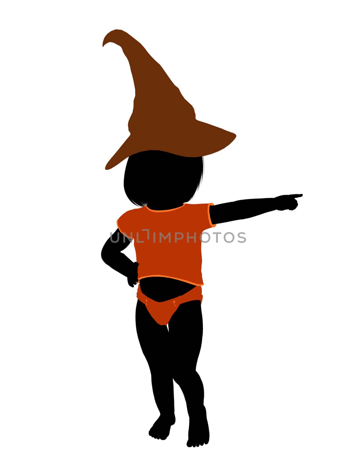 Female halloween infant toddler silhouette on a white background