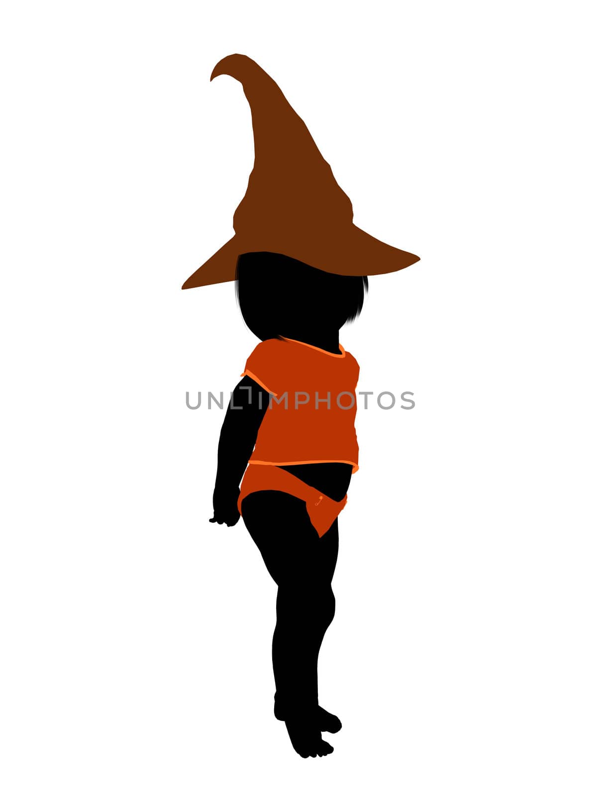 Female halloween infant toddler silhouette on a white background