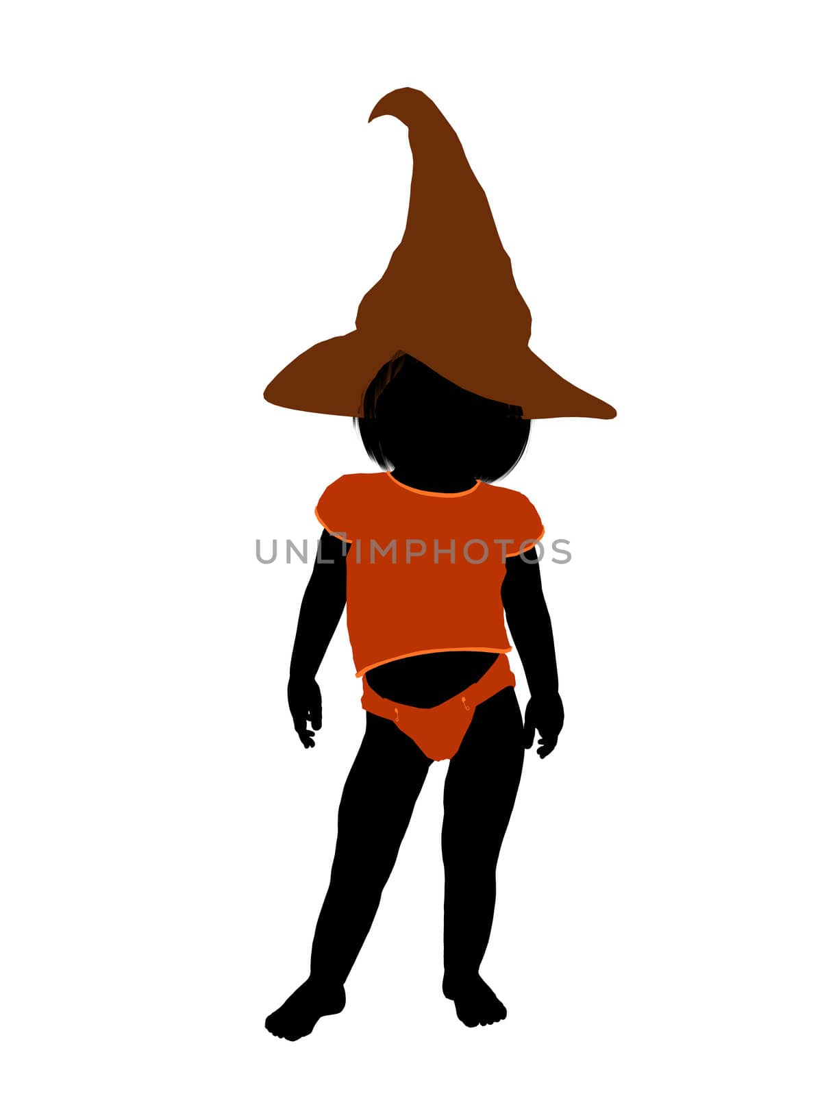 Female halloween infant toddler silhouette on a white background