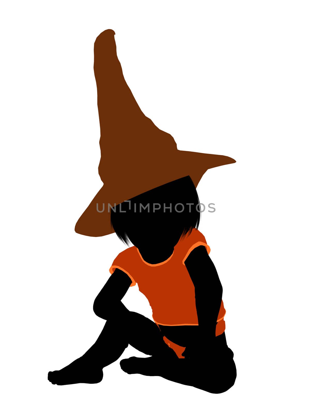 Female halloween infant toddler silhouette on a white background