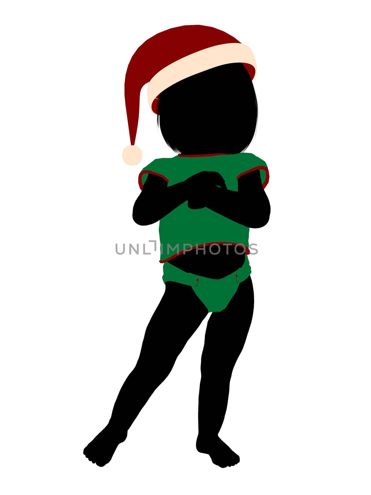 Female christmas infant toddler silhouette on a white background