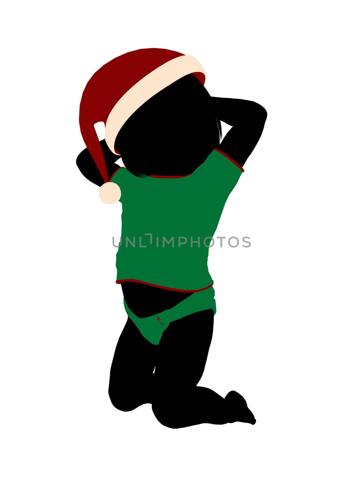 Female christmas infant toddler silhouette on a white background