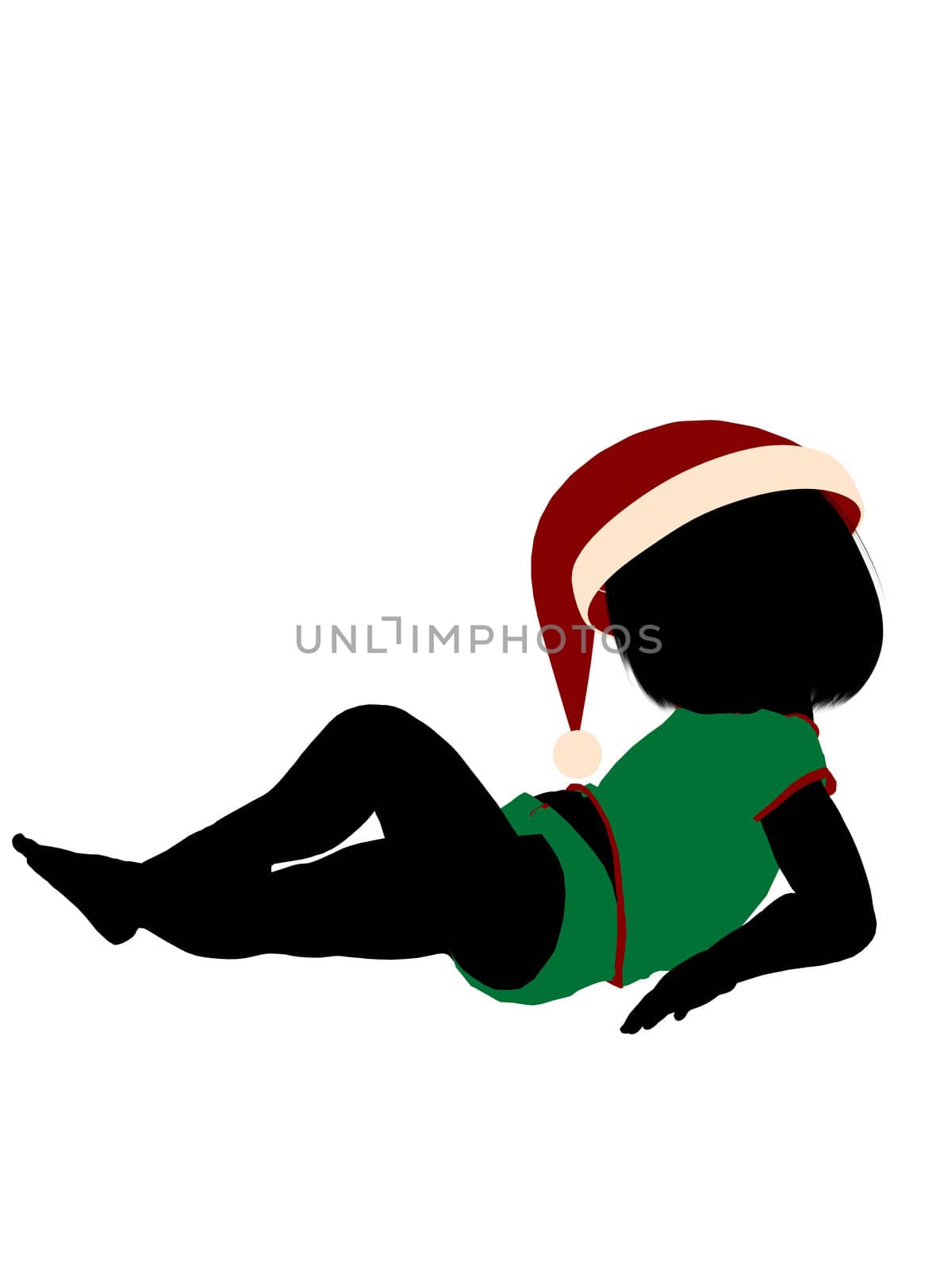 Female christmas infant toddler silhouette on a white background
