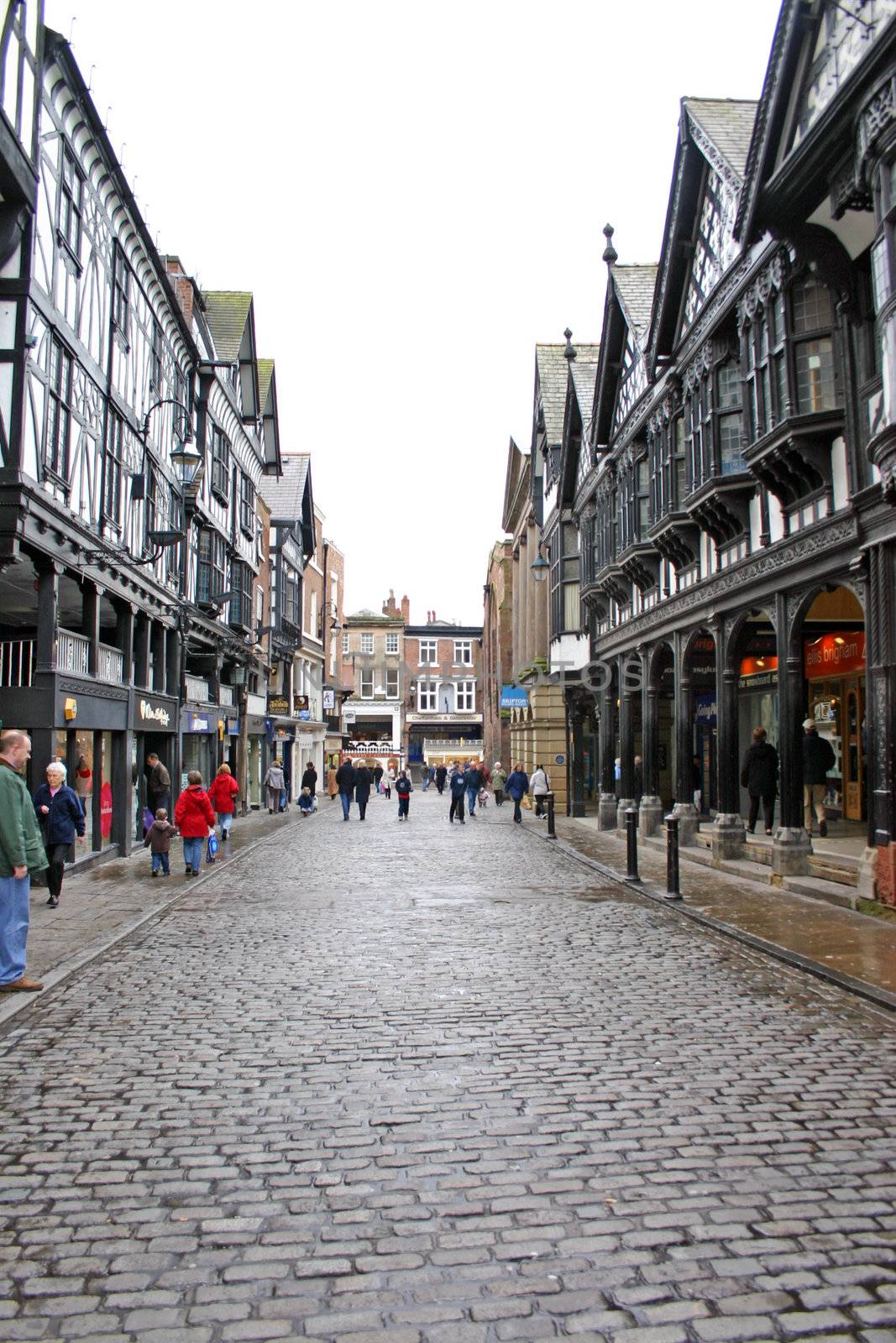 Wet Shopping Day in Chester England