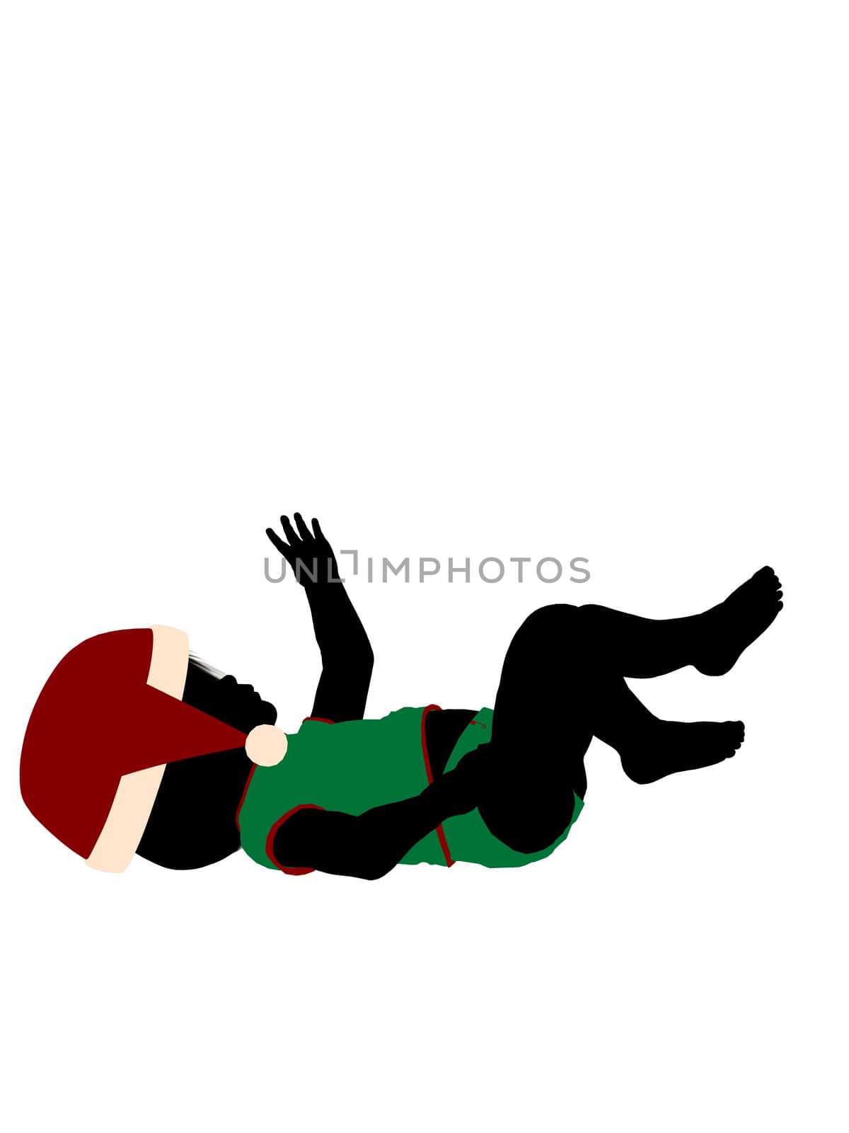 Female christmas infant toddler silhouette on a white background