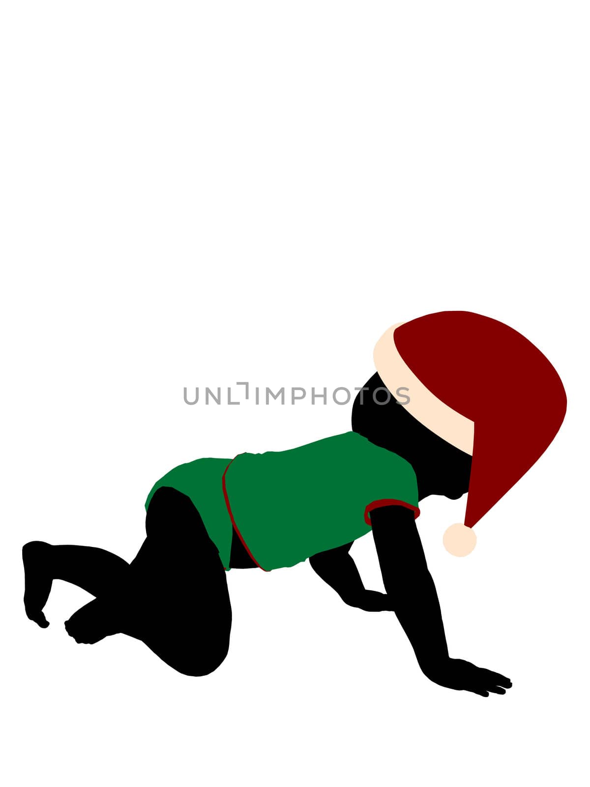 Female christmas infant toddler silhouette on a white background