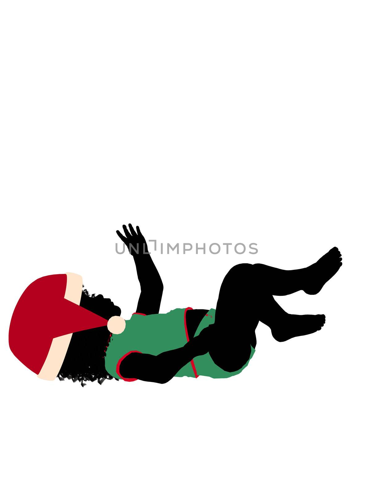African ameircan female christmas infant toddler silhouette on a white background