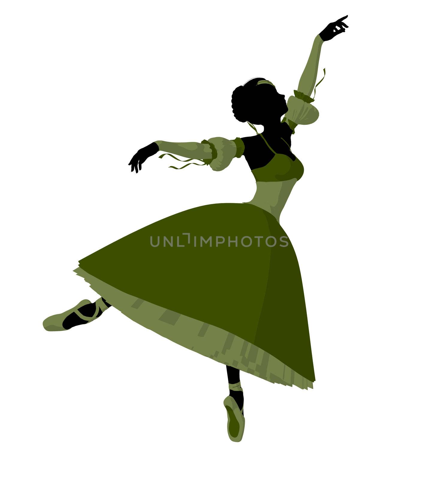 Ballerina silhouette on a white background