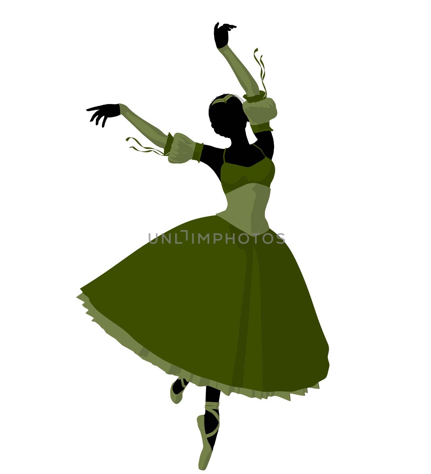 Ballerina silhouette on a white background