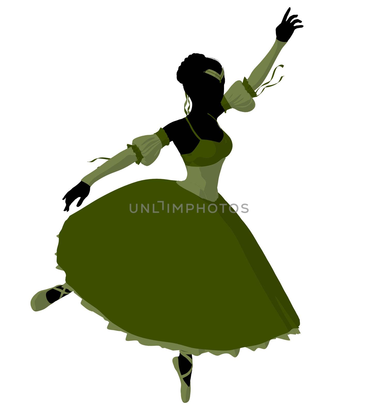 Ballerina silhouette on a white background