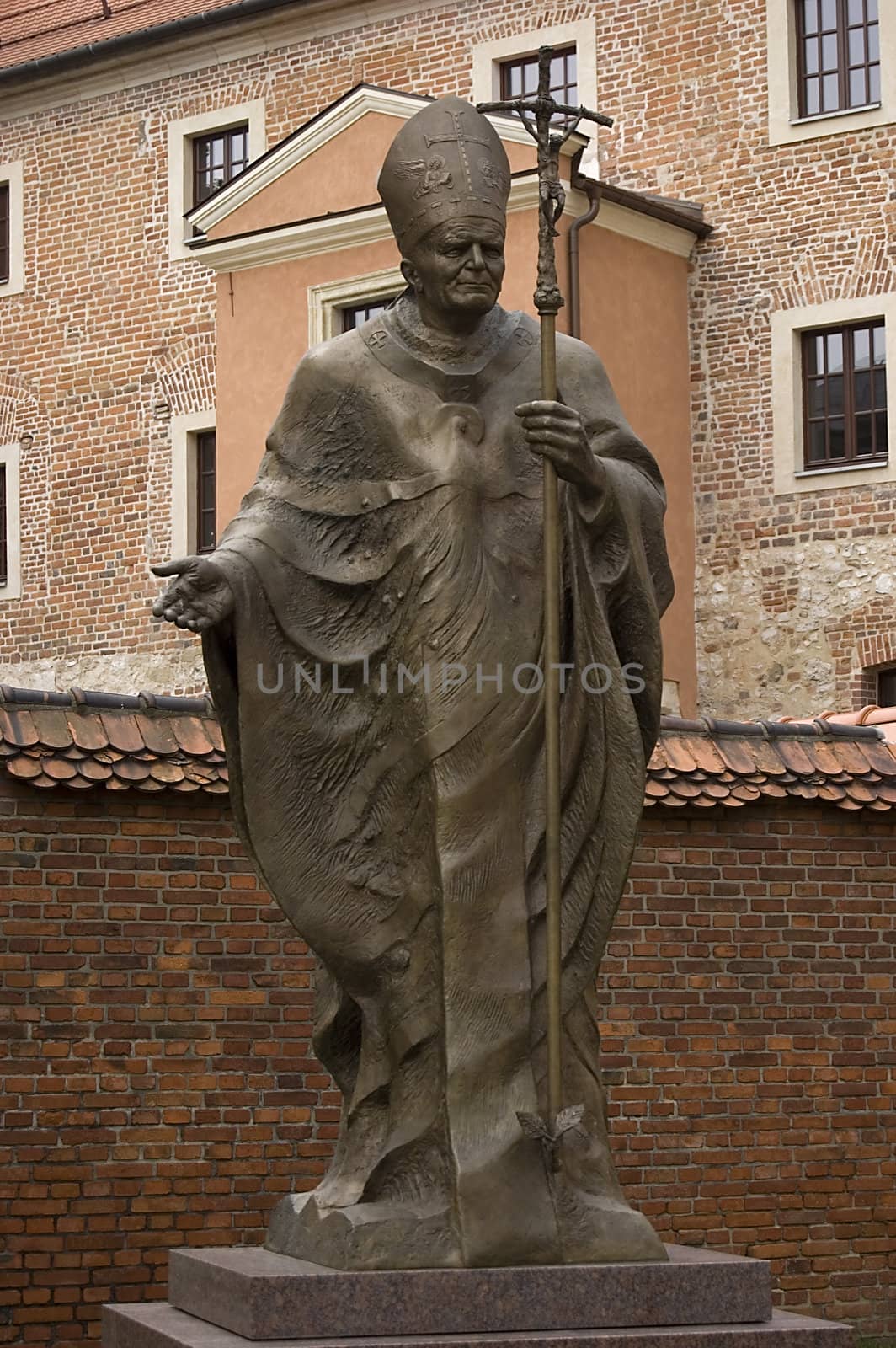 Statue of Pope John Paul II, Wawel, Cracow, Poland.