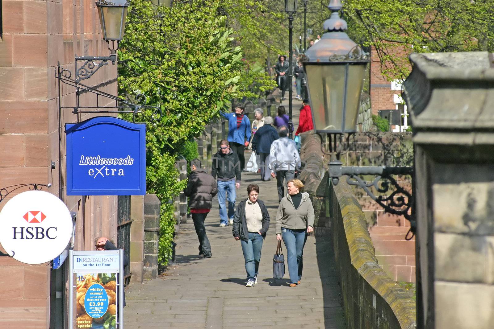 Tourists on the Roman Walls in Chester England by green308