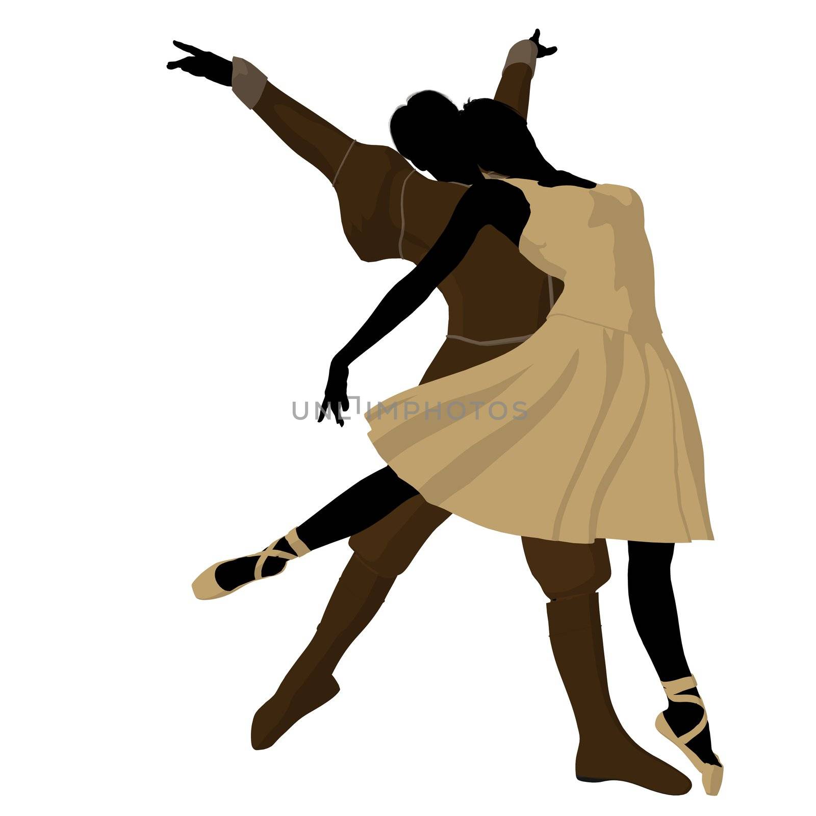 Ballet couple silhouette on a white background