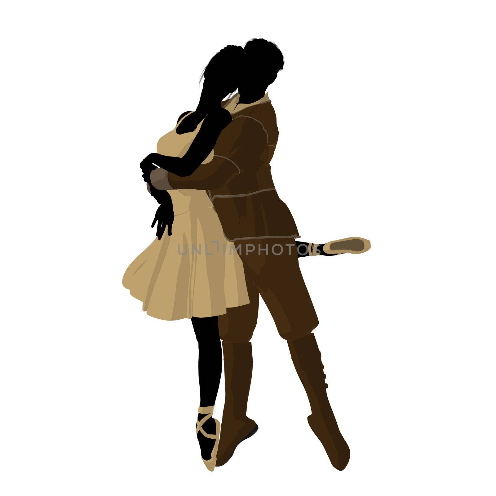 Ballet couple silhouette on a white background