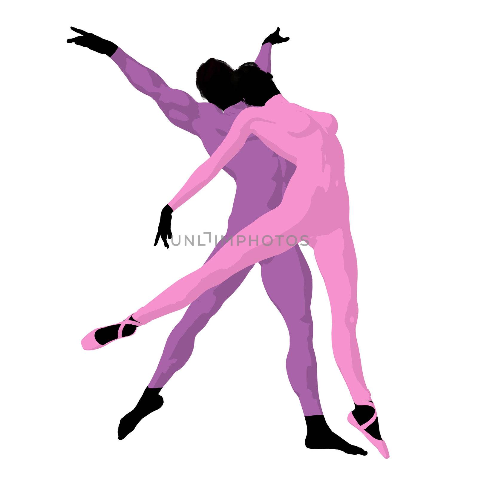 Ballet couple silhouette on a white background