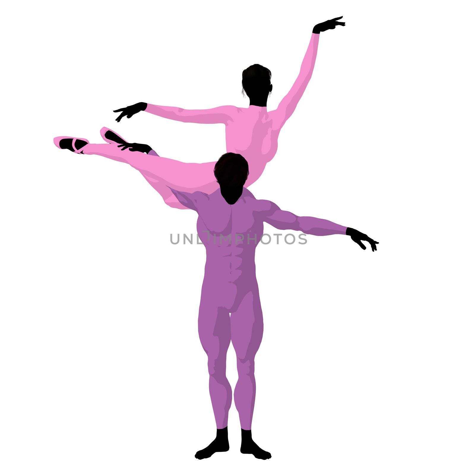 Ballet couple silhouette on a white background