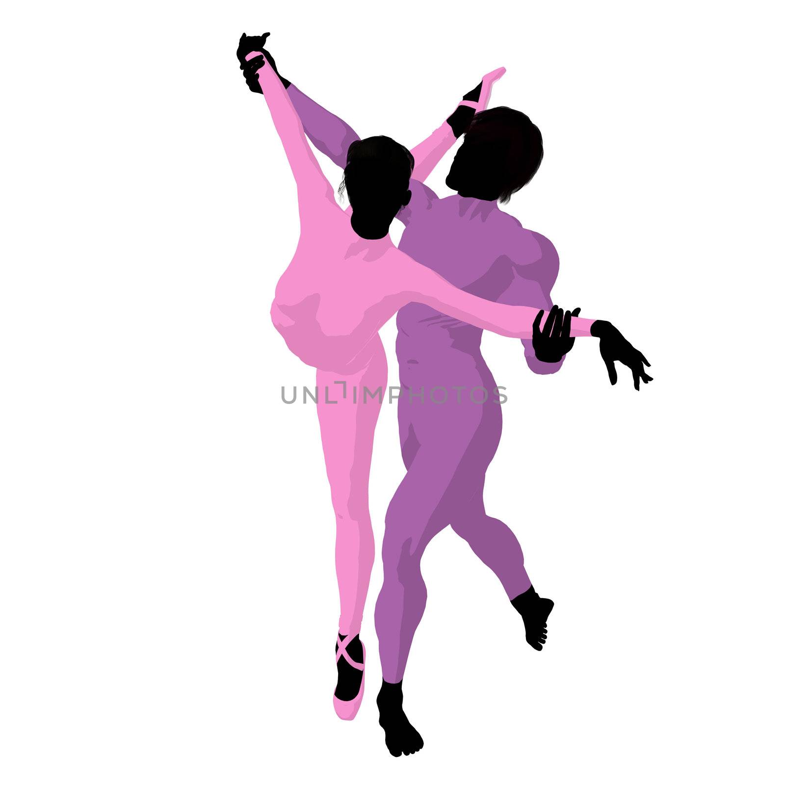 Ballet couple silhouette on a white background