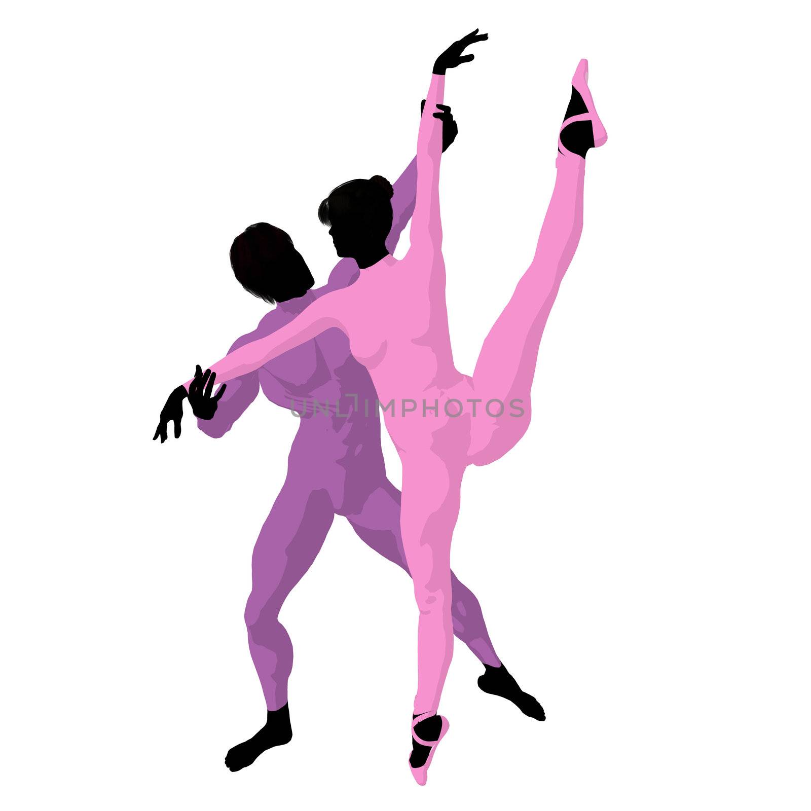 Ballet couple silhouette on a white background