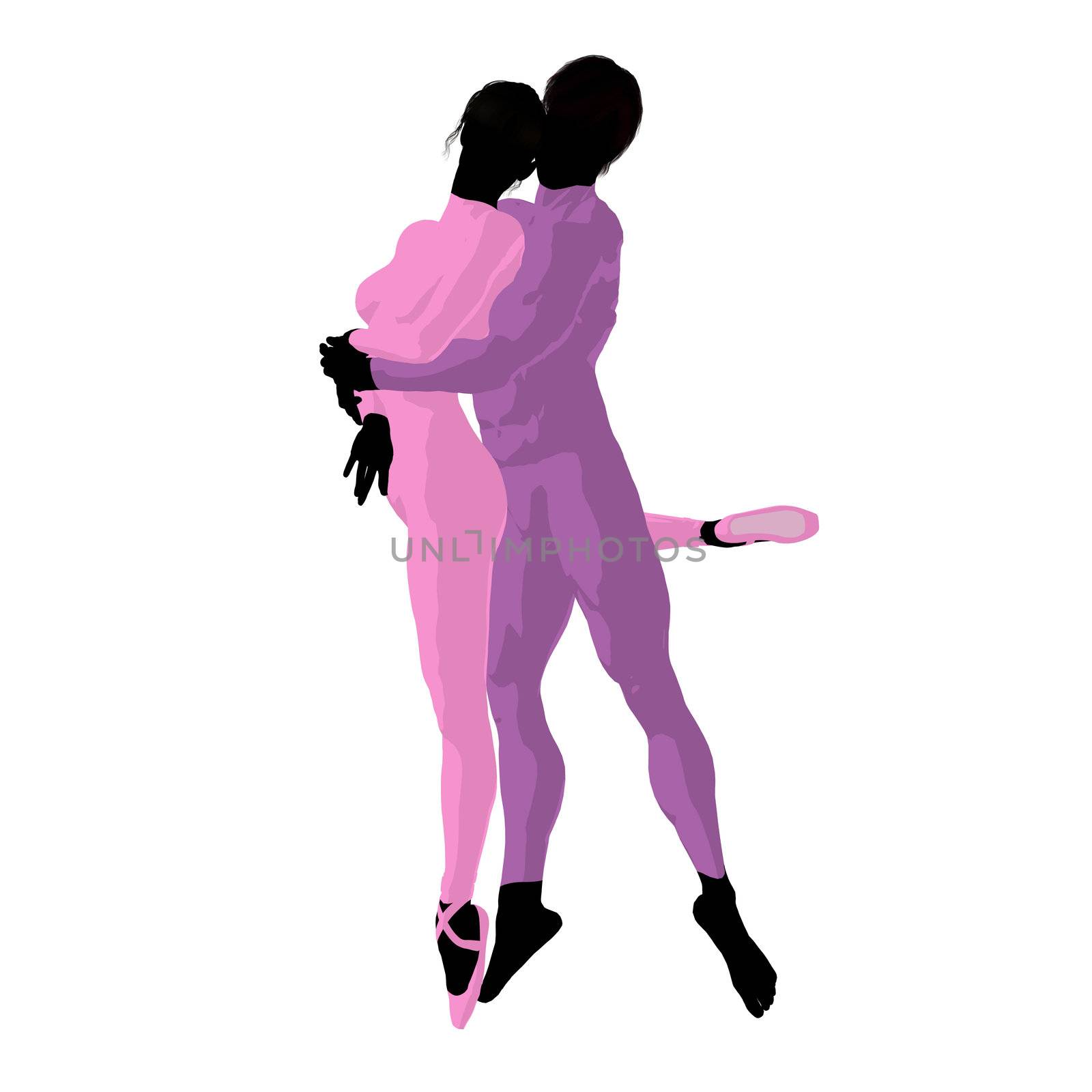 Ballet couple silhouette on a white background