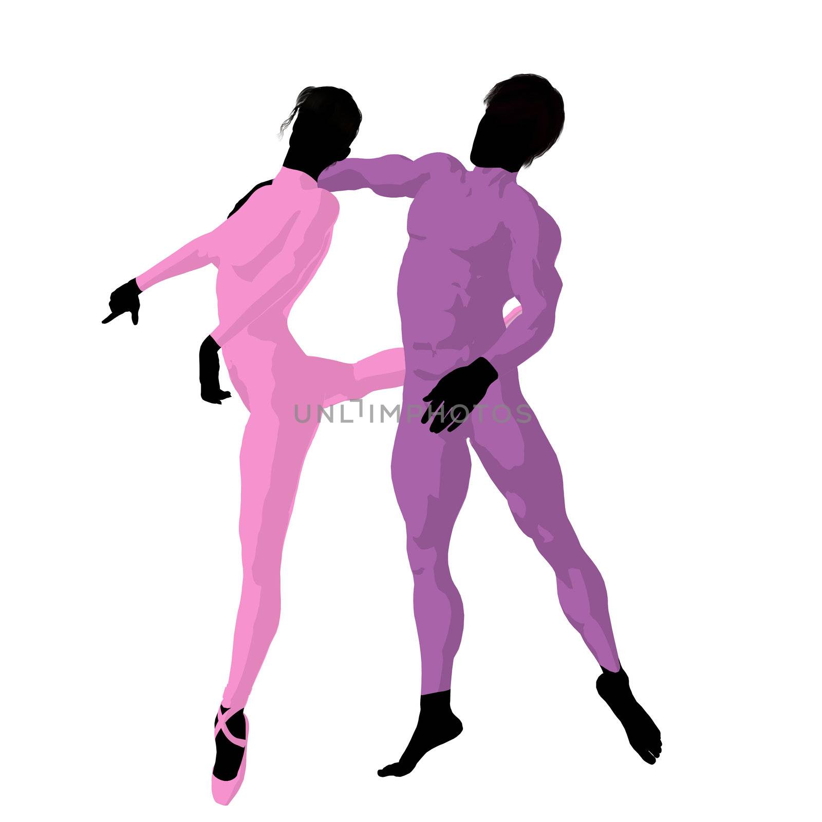 Ballet couple silhouette on a white background