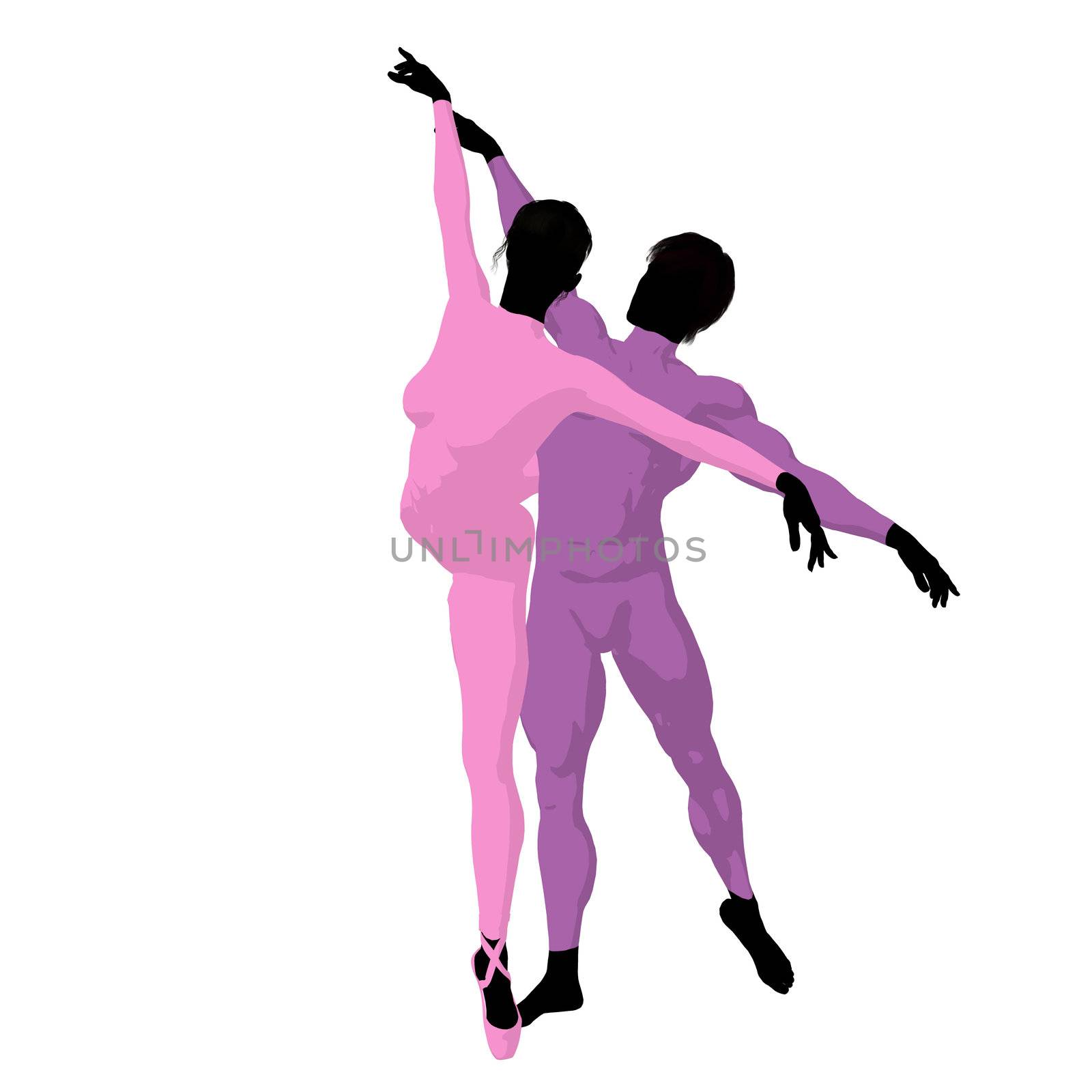 Ballet couple silhouette on a white background