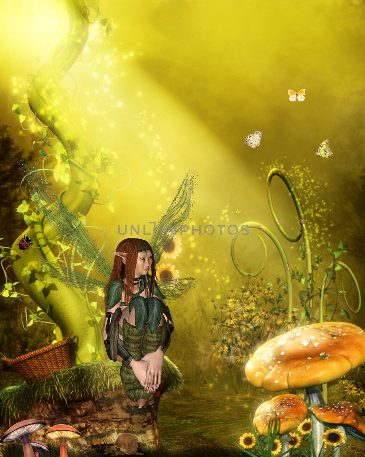 3d render of a cute fairy