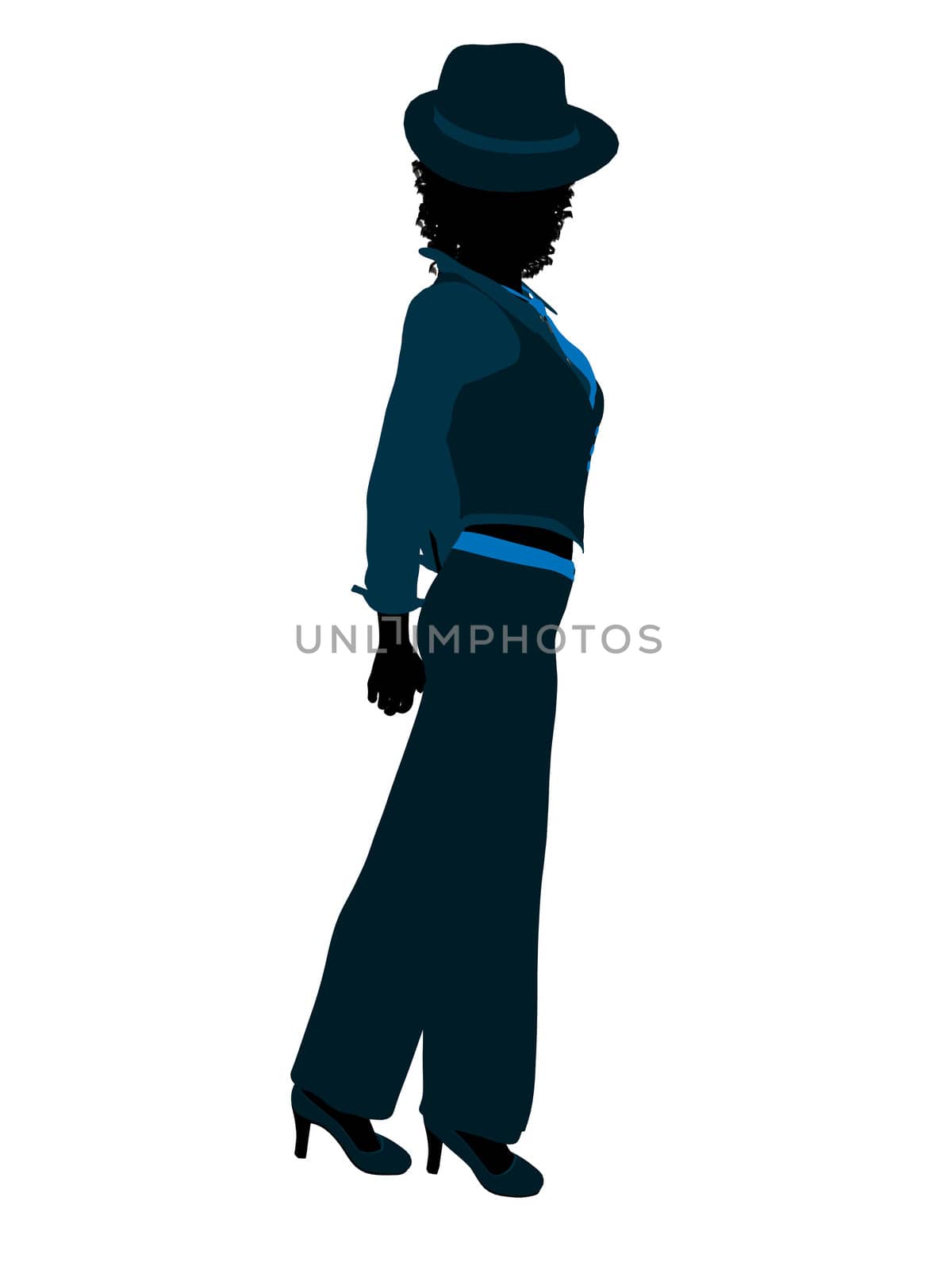 African american female jazz dancer illustration silhouette on a white background