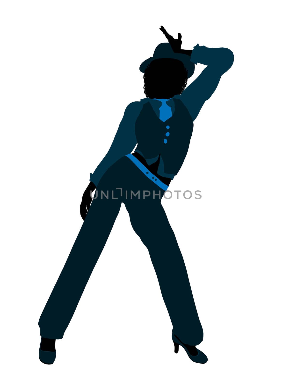 African american female jazz dancer illustration silhouette on a white background